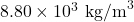 8.80\times10^{3}~\mathrm{kg/m}^3