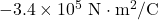 -3.4\times10^5~\mathrm{N}\cdot\mathrm{m}^2/\mathrm{C}