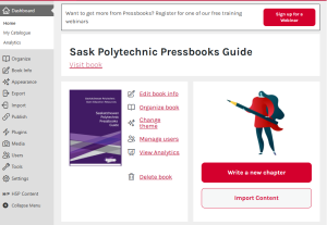 Dashboard view of book