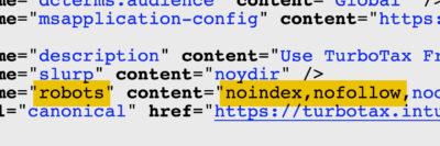 Screenshot of html code featuring blue text, black text and yellow highlighting.