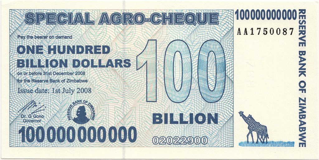 A bill worth 100 billion Zimbabwean dollars
