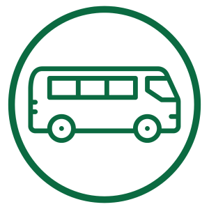 Icon of a green bus in a circle