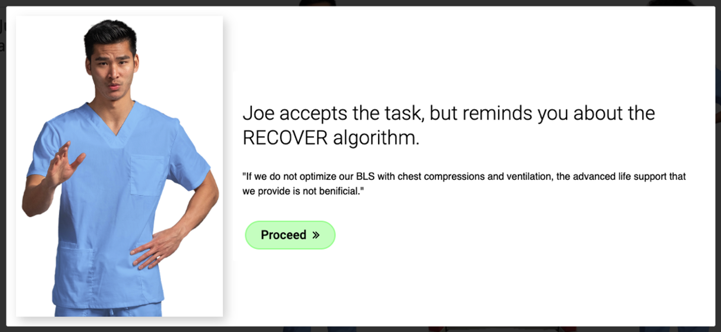 RVT reminds the learner about the RECOVER algorithm before they make their next choice.