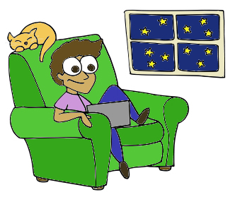 A person reading while sitting in a chair with their cat in the evening.