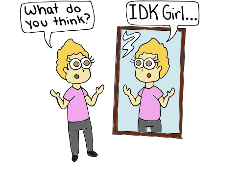a person seeing their reflection in the mirror
