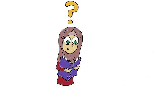 Person reading their paper with a question mark above their head