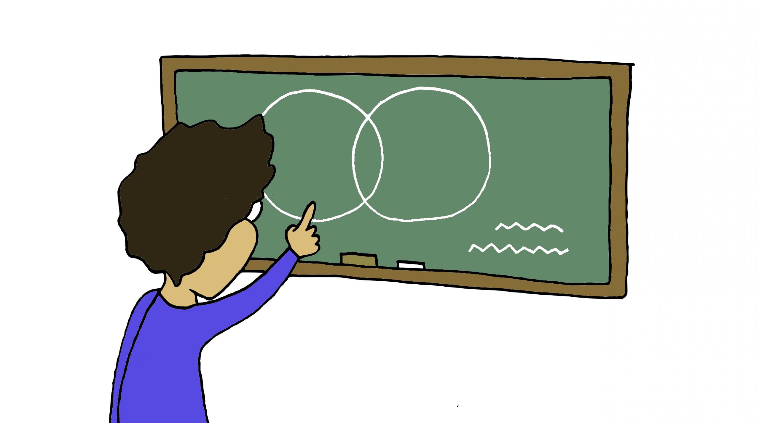 a person trying to solve a complex problem on a blackboard