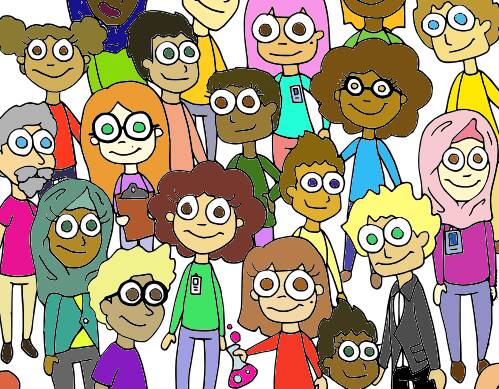 A group of diverse people representing various audiences.