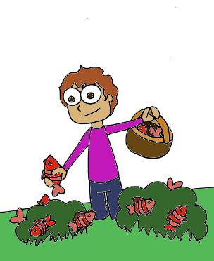 a person picking up red herrings and putting them in a basket