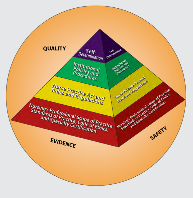 "Nursing : Scope and Standards of Practice" image retrieved from http://search.ebscohost.com/login.aspx?direct=true&db=nlebk&AN=1077002&site=eds-live&scope=site Image showing American Nursing Association Model of Professional Nursing Practice Regulation