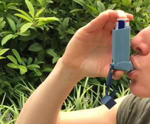 “Adult Using Asthma Inhaler” by NIAID is licensed under CC BY 2.0 Photo of an adult using an inhaler