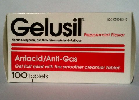 "Gelusil Antacid and Anti-Gas" by Wellspring Pharmaceutical is licensed under CC BY 2.0 Photo of Gelusil package