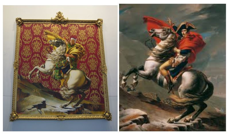 Two paintings depicting Napoleon.