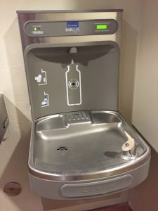 "Water Bottle Fountain, Brokeoff Mountain 2015" by ray_explores is licensed under CC BY 2.0 Photograph of a water bottle fountain that you can refill your own water bottle.
