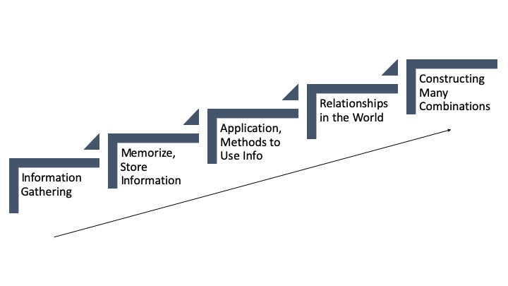 Information Gathering Memorize, Store Information Application, Methods to Use Info Relationships in the World Constructing Many Combinations