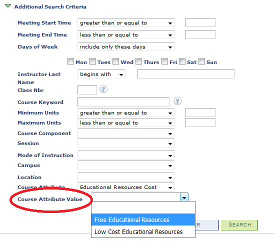 Figure 4: University of Texas At Arlington’s course catalog search, screenshot taken from the libguide (Reed 2019)