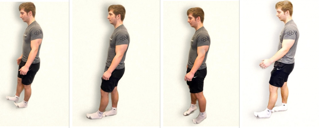 "Neuro Exam image 14.png", "Neuro Exam Image 19.png", "Neuro Exam image 40.png", and "Nero Exam Image 34.png"by Meredith Pomietlo for Chippewa Valley Technical College is licensed under CC BY 4.0 Photo of simulated patient displaying four gait and balance assessment positions