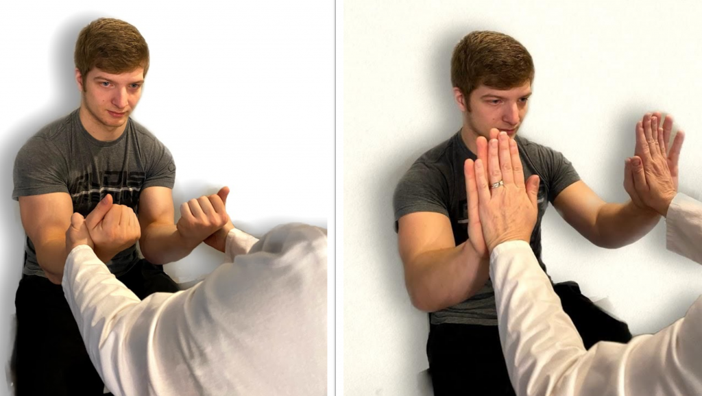 "Neuro Exam image 41.png" and "Neuro Exam image 39.jpg"by Meredith Pomietlo for Chippewa Valley Technical College is licensed under CC BY 4.0 Photo of simulated patient being tested for upper extremity strength