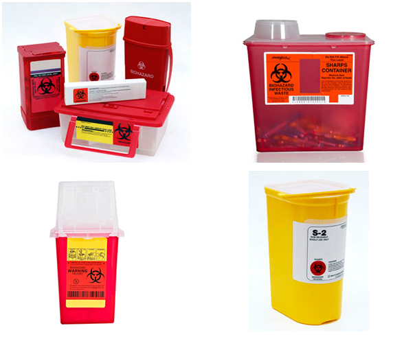 “Sharps-Containers.jpg” by Federal Drug Administration (FDA) is in the Public Domain. Access for free at https://www.fda.gov/medical-devices/safely-using-sharps-needles-and-syringes-home-work-and-travel/sharps-disposal-containers. Photo showing several different sharps disposal containers