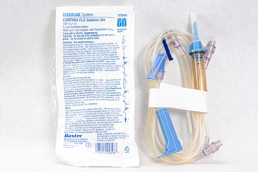 “Microdrip Tubing” by Deanna Hoyord, Chippewa Valley Technical College is licensed under CC BY 4.0 Photo showing microdrip tubing and packaging