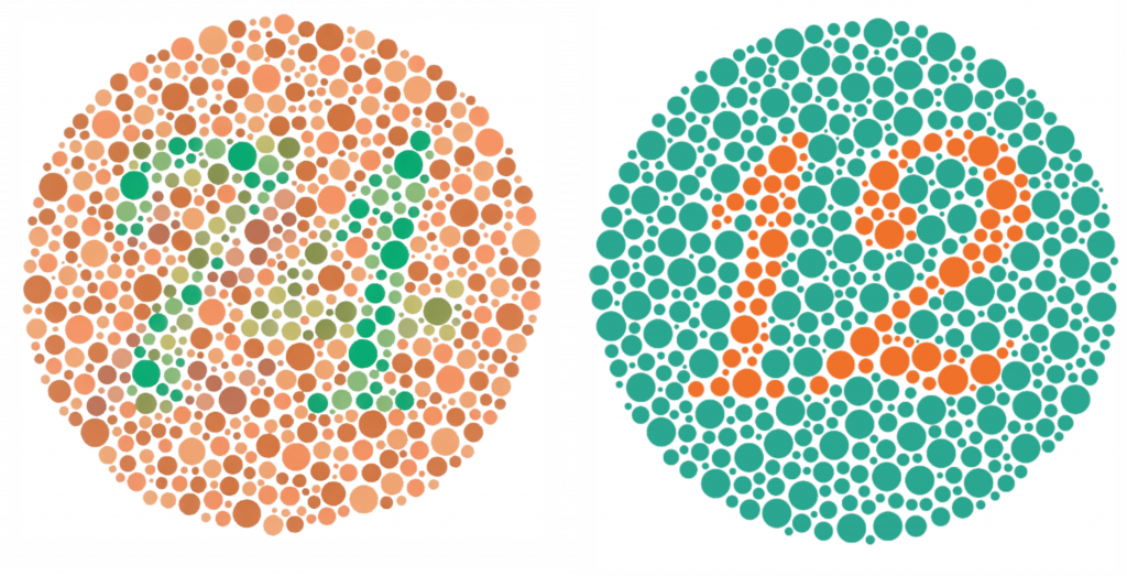 This work is derivative of “Ishihara 9.png” and "Ishihara_1.png" by Shinobu Ishihara are in the Public Domain Image showing two of the Ishihara color test plates