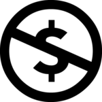 Circle with a dollar sign crossed out