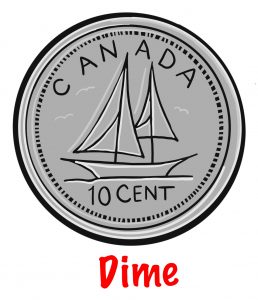 an image of a Canadian 10-cent coin