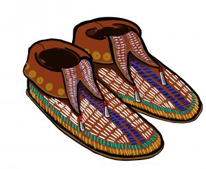 A pair of moccasins with tassels. They represent the term "pair"