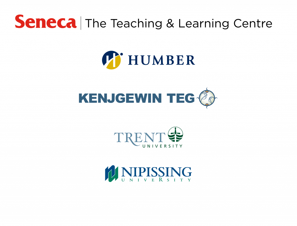 Logos of Seneca College, Humber College, Kenjgewin Teg, Trent University and Nipissing University.