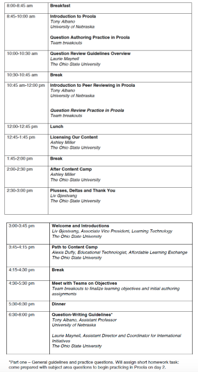 Content Camp agenda