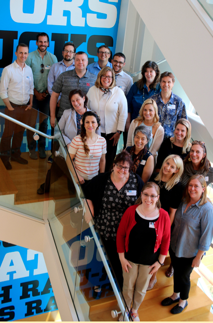 Figure 4: Content Camp pilot participants from the top left. Tony Albano, Andrew Martin, Scott Lewis, Kevin McDade, Heath Tuttle, Jeffrey Barr, Melisa Beers, Alexandra Nica, Barbara Zsembik, Timothy Paustian, Marzi Bolhassani, Lindsey Chamberlain, Laurie Maynell, Alison Bianchi, Diane Kuharsky, Alexis Duffy, Darcy Hartman, Kaitlin Farnan, Ashley Miller