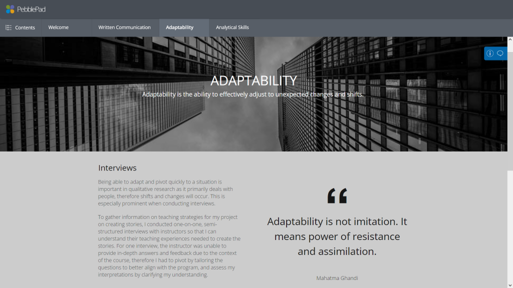 a student ePortfolio