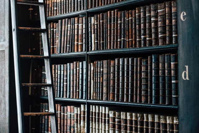 Old books on a bookshelf