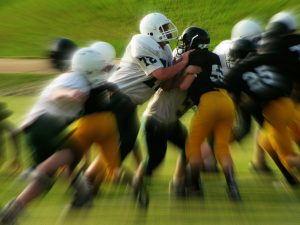Line of scrimmage in a football game