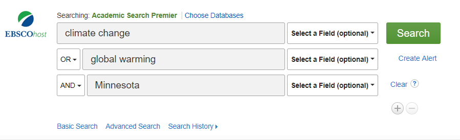 Advanced Ebsco Academic Search Premier Searchbox