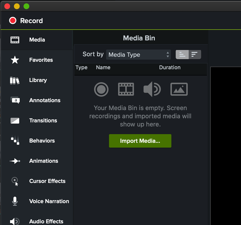 Camtasia Toolbar
