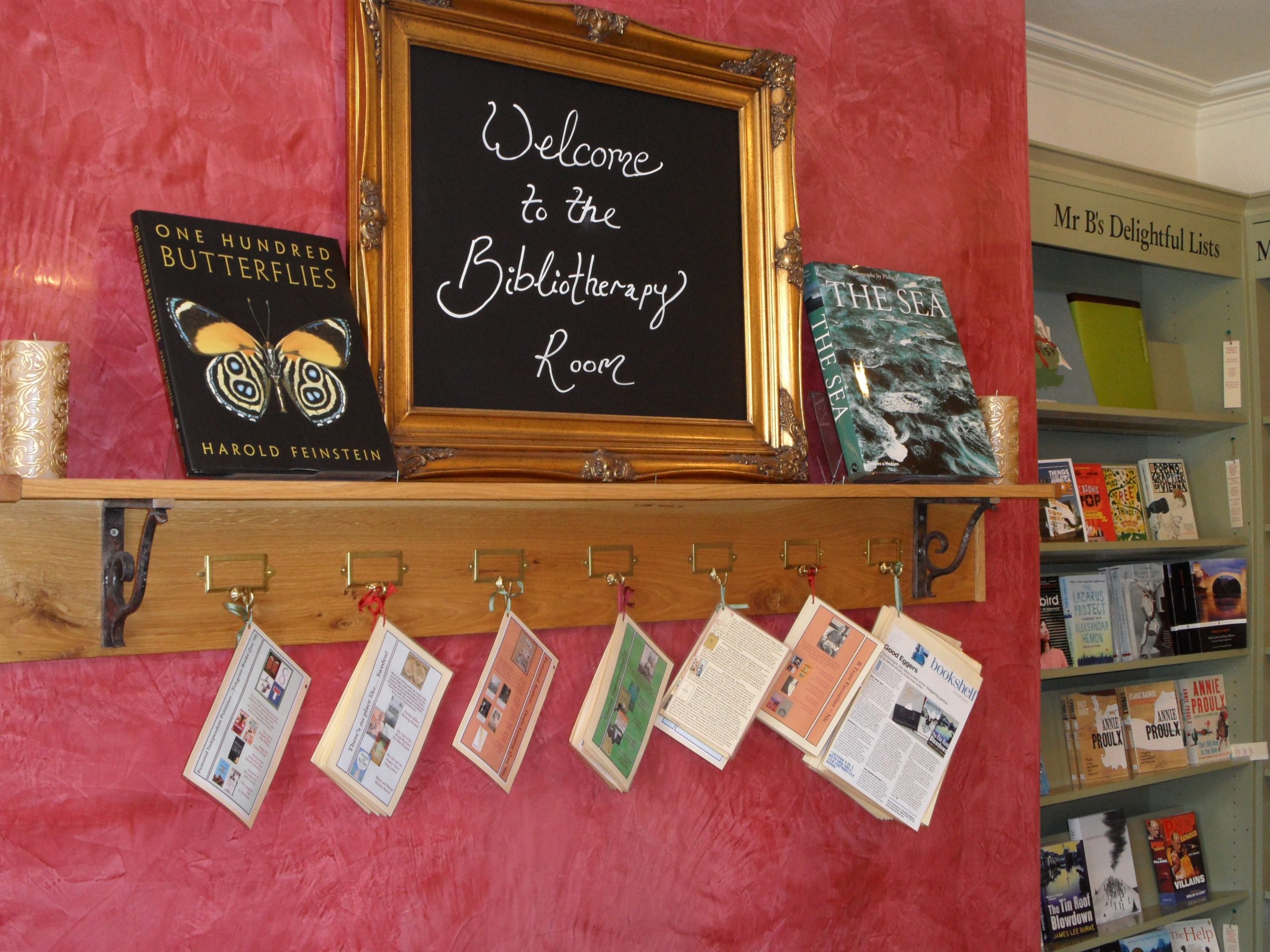”Bibliotherapy.jpg” by Shelley Rodrigo is licensed under CC BY 2.0 Photo showing the entrance sign to a bibliotherapy room