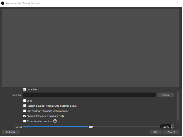 Media Source window
