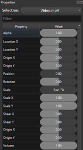 Properties Menu, OpenShot