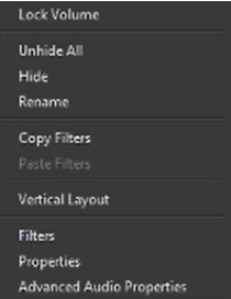 Advanced audio properties menu