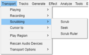 Scrub menu