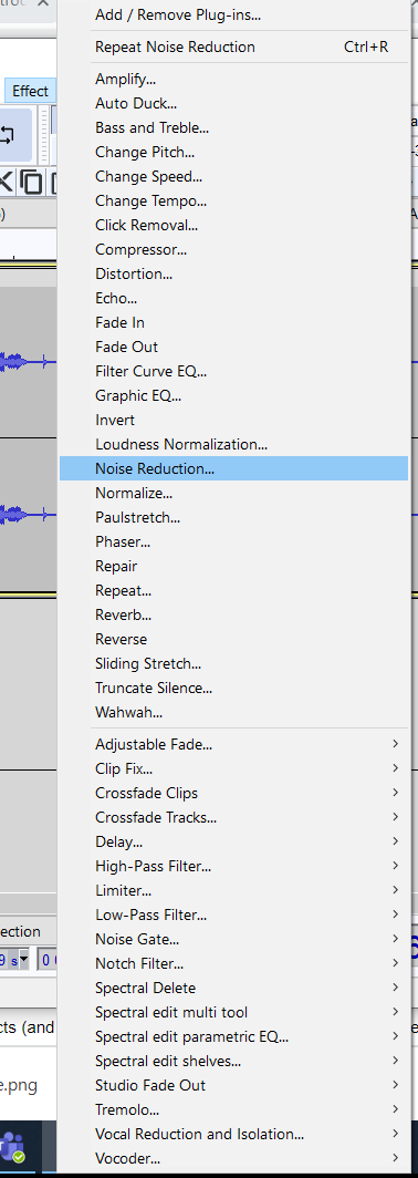 Effects Menu