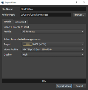 Export Video Window, OpenShot